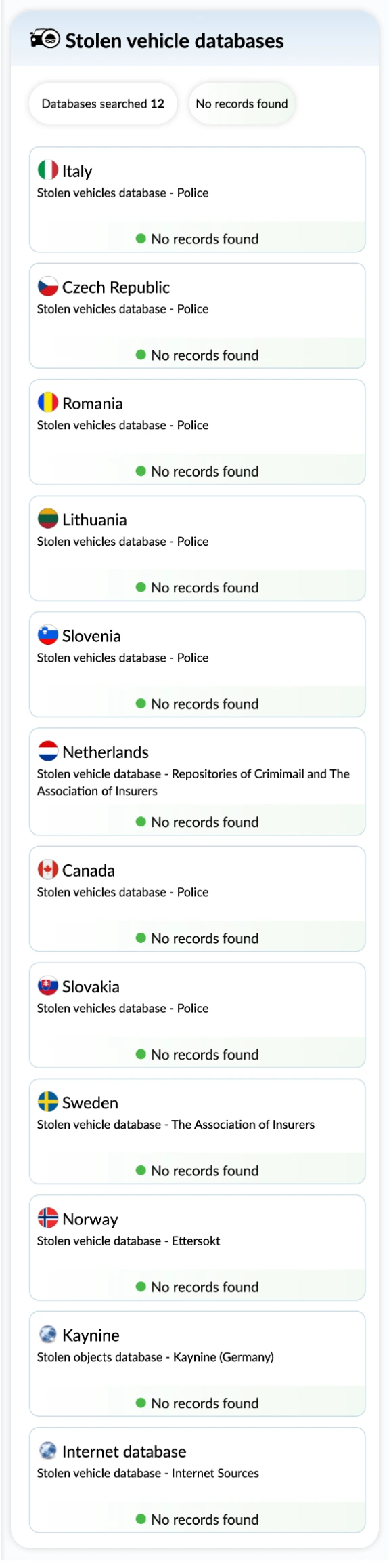 autoDNA Vehicle History Report - stolen vehicle database