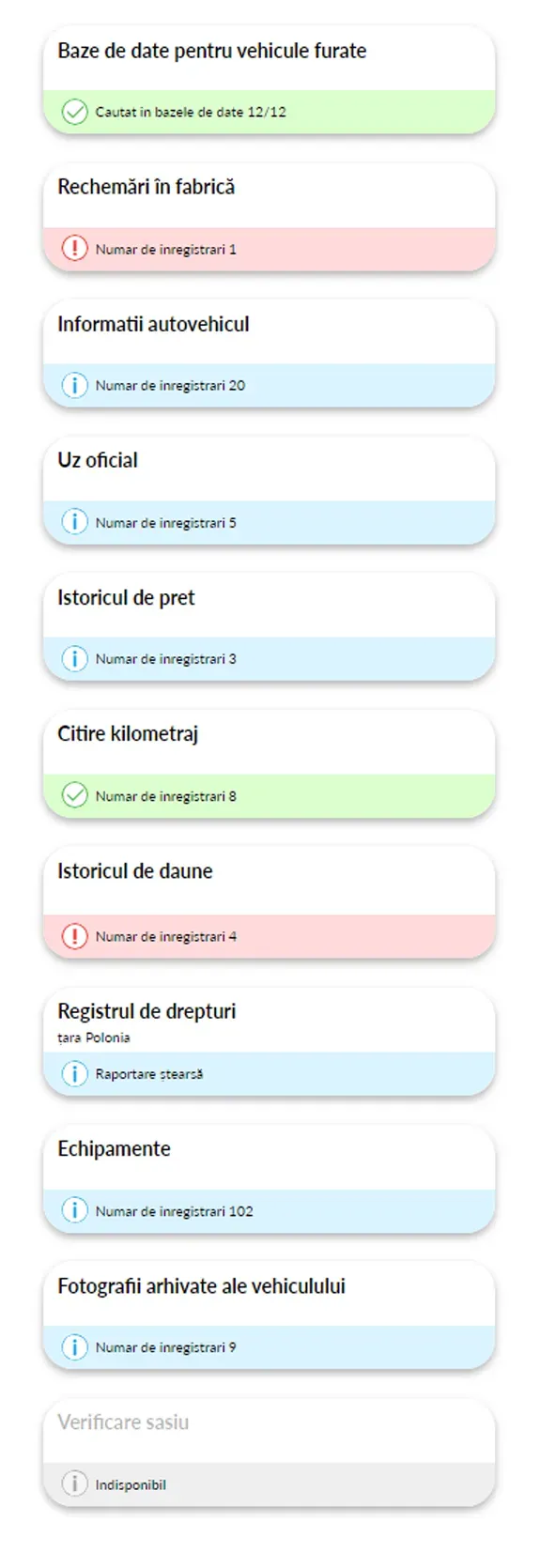 Raportul autoDNA privind istoricul vehiculului - Centrul de notificări