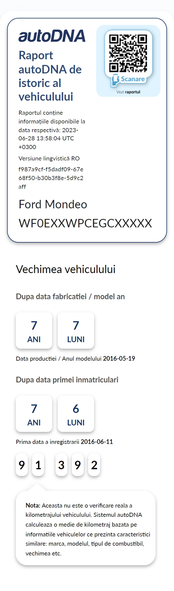 autoDNA Vehicle History Report - informații introductive